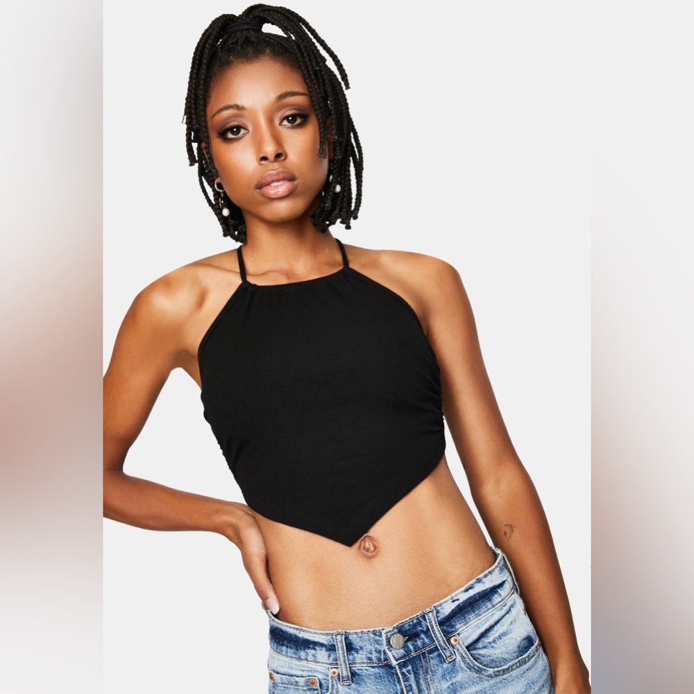 Bailey Rose Black Open Back Halter Crop Top - from Dolls Kill